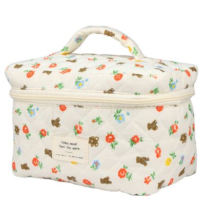 PINKCONA Cosmetic Bags for Women, Cute Floral Makeup Bag, Organizer Storage Make Up Bag, Travel Toiletry Bags, Handbags Purses (Bear/Big)