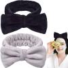 2Pack Spa Headband,Bow Makeup Headband Fluffy headband, Hair Band for Washing Face Skincare Headband for Shower Yoga view 1