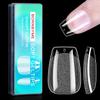 Short Coffin Soft Gel Nail Tips, BORNBYME 240 PCS Pre Buff Full Cover Shaped Nail Extenison Tips Half Matte Gel X Nail Tips Acrylic False Nail Tips view 1