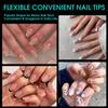 Short Coffin Soft Gel Nail Tips, BORNBYME 240 PCS Pre Buff Full Cover Shaped Nail Extenison Tips Half Matte Gel X Nail Tips Acrylic False Nail Tips view 2