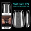 Short Coffin Soft Gel Nail Tips, BORNBYME 240 PCS Pre Buff Full Cover Shaped Nail Extenison Tips Half Matte Gel X Nail Tips Acrylic False Nail Tips view 3