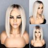 1B613 Ombre Short Bob Wig Straight Lace Front Human Hair Wigs For Women Middle Part Pre Plucked 13x6 HD Transparent Lace Natural Hairline Glueless Brazilian Remy Hair Bleached Knots 150% Density 14Inch view 1