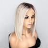 1B613 Ombre Short Bob Wig Straight Lace Front Human Hair Wigs For Women Middle Part Pre Plucked 13x6 HD Transparent Lace Natural Hairline Glueless Brazilian Remy Hair Bleached Knots 150% Density 12Inch view 2