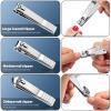 4PCS Professional Nail Clippers Set, Toenail Clippers & Fingernails & Nail File, Silver Nail Cutter, Sharpest Thick Toenail & Ingrown Nail Clipper Set, Best Travel or Home use for Men and Women view 3