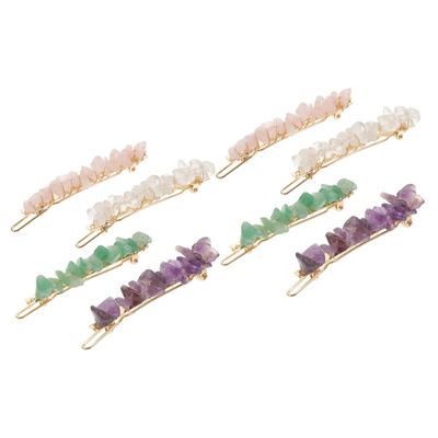Mikinona 8 Pcs crystal stone hairpin hair barrettes for women hair jewels hair accessories for women wedding no 1 hairpin diamond hair clips hair pearls girl Metal headgear