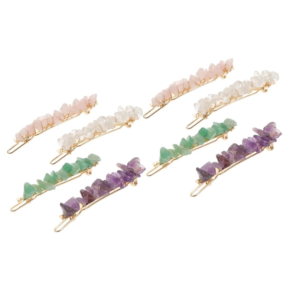 Mikinona 8 Pcs crystal stone hairpin hair barrettes for women hair jewels hair accessories for women wedding no 1 hairpin diamond hair clips hair pearls girl Metal headgear