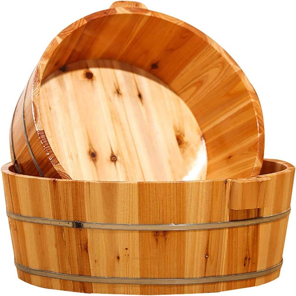 1 Pc Solid Wood Foot Tub, for Soaking Feet Wooden Foot Bath Bucket, Household Foot Bath Barrel, Smooth Wood Foot Bath Basin Foot Soak Tub, Pedicure Bowl Foot Spa Massage Pedicure Barrels