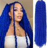 18Inch Passion Twist Hair 6Packs Passion Twist Crochet Hair Water Wave Crochet Hair (18 Inch (Pack of 6), Blue)  view 1