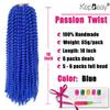 18Inch Passion Twist Hair 6Packs Passion Twist Crochet Hair Water Wave Crochet Hair (18 Inch (Pack of 6), Blue)  view 2