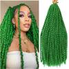 18Inch Passion Twist Hair 6Packs Passion Twist Crochet Hair Water Wave Crochet Hair (18Inch Pack of 6), Green)  view 1