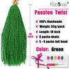 18Inch Passion Twist Hair 6Packs Passion Twist Crochet Hair Water Wave Crochet Hair (18Inch Pack of 6), Green)  view 2
