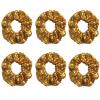 6 Pcs Sparkle Sequin Hair Scrunchie Hair Bobbles Metallic Elastics Ponytail Holders Hair Wrist Ties Bands Cloth Scrunchies for Show Gym Dance Party Club Girl Women (Gold) view 1