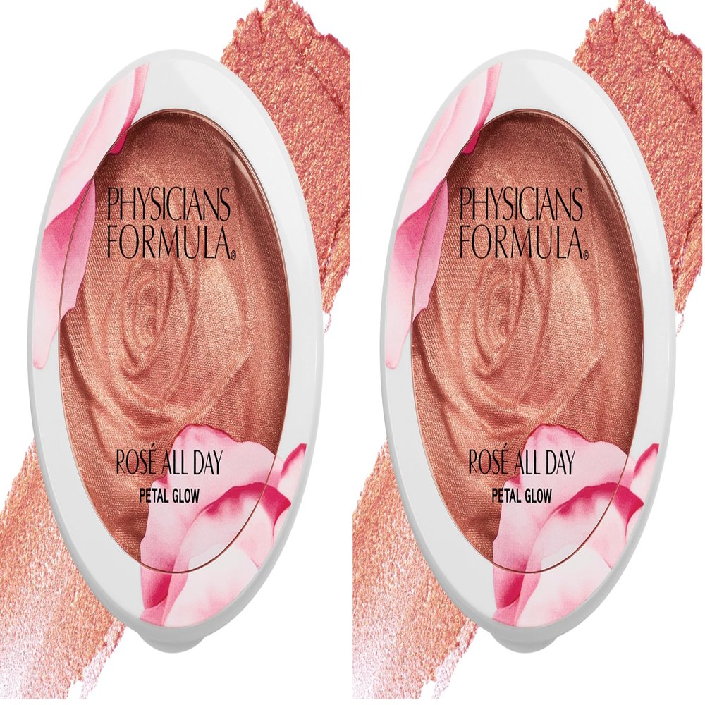 Physicians Formula Ros All Day Highlighter Blush Face Powder, Blush Petal Glow, Shimmering Rose, Dermatologist Tested, Clinicially Tested (Pack of 2)