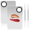 2 Sets Foundation Palette Makeup Mixing Palette Stainless Steel Cosmetic Mixing Palette with Spatula Makeup Artist Tool for Mixing Foundation Eye Shadow Eyelash Nail Art (4.52 x 2.99 inch) view 1