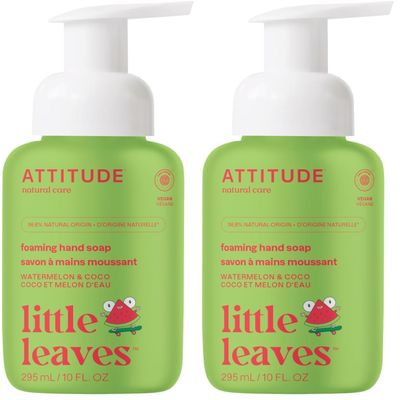 ATTITUDE Foaming Hand Soap for Kids, Plant and Mineral-Based Ingredients, Vegan and Cruelty-free Personal Care Products, Watermelon & Coco, 10 Fl Oz (Pack of 2)