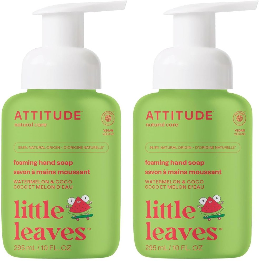 ATTITUDE Foaming Hand Soap for Kids, Plant and Mineral-Based Ingredients, Vegan and Cruelty-free Personal Care Products, Watermelon & Coco, 10 Fl Oz (Pack of 2)