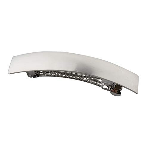 Jojomis Women Vintage Brushed Metal Rectangle Hair Clip Barrette Hair Accessory - Silver