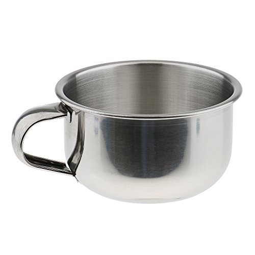 pistro 8cm Durable Stainless Steel Shine Metal Men's Shaving Brush Mug Bowl Barber Beard Soap Cup