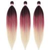 1B Burgundy Blonde Ombre Braiding Hair Pre Stretched 26 inch 3 Packs Pre Stretched Braiding Hair Ombre Synthetic Hair for Braiding Itch Free Crochet Box Braids Yaki Micro Braiding Hair Extensions view 1