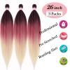1B Burgundy Blonde Ombre Braiding Hair Pre Stretched 26 inch 3 Packs Pre Stretched Braiding Hair Ombre Synthetic Hair for Braiding Itch Free Crochet Box Braids Yaki Micro Braiding Hair Extensions view 2