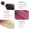 1B Burgundy Blonde Ombre Braiding Hair Pre Stretched 26 inch 3 Packs Pre Stretched Braiding Hair Ombre Synthetic Hair for Braiding Itch Free Crochet Box Braids Yaki Micro Braiding Hair Extensions view 3