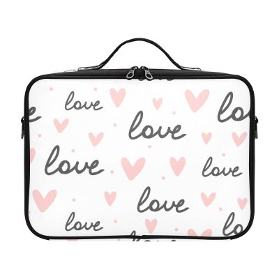 susiyo Professional Makeup Bag Large Capacity Portable Artist Storage Bag Multiple Adjustable Organizer Cosmetic Case for Travel Women Ladies Girls, Pink Heart Love