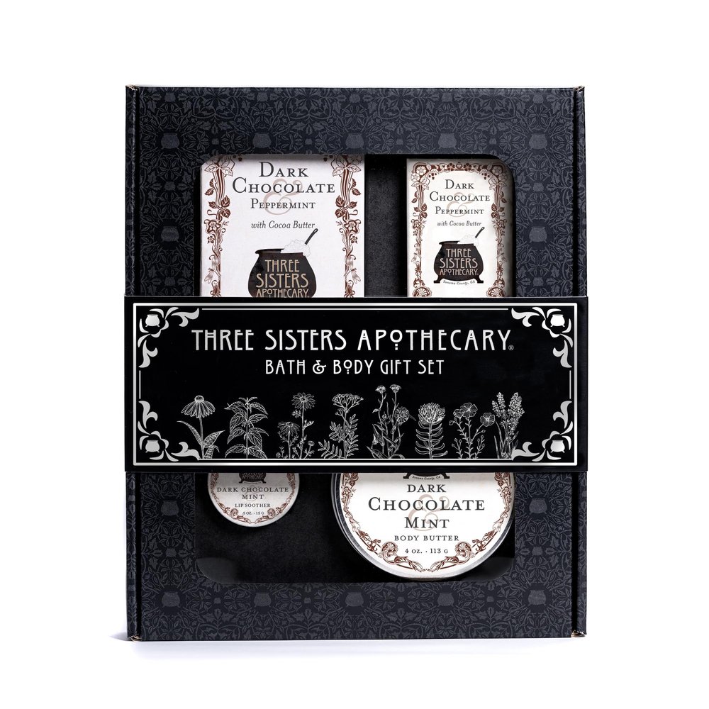 Three Sisters Bath & Body Boxed Gift Set (Dark Chocolate and Mint)