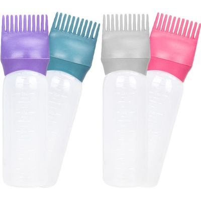 Beavorty 4pcs Hair Dye Comb Bottles Hair Coloring Tools for Root Application Easy Squeeze Design for Home Barbershop Use Deep