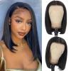 14 Inch Bob Wig Human Hair 13x4 Lace Front Wigs Human Hair Pre Plucked Straight HD Lace Front Wig Short Glueless Wigs Lace Frontal Wigs 180 Density Short Wigs for Black Women Bob Wigs Natural Color view 1