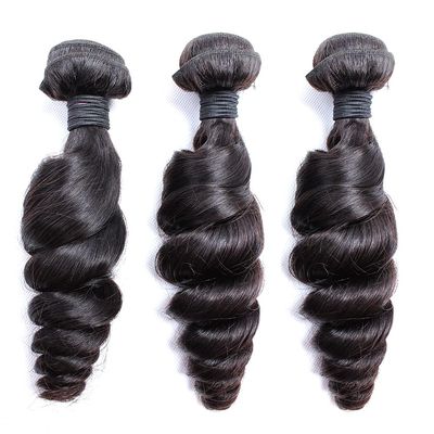 Sent Hair 3 Bundles 8A Human Hair Loose Wave Weave, Double Weft Brazilian Virgin Hair Extensions Natural Color 10"10"10"