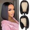 10 Inch Bob Wig Human Hair 13x4 HD Lace Front Wigs Human Hair Pre Plucked Short Bob Wig Lace Frontal Wigs for Black Women 180% Density Glueless Straight Human Hair Wig Natural Color view 1