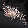 Teyglen Crystal Bridal Hair Comb Wedding Pearls Rhinestones Hair Pieces for Bride Bridal Gold Silver Side Hair Comb Rhinestone Headpieces Hair Accessories for Women Girls (Rose Gold) view 2