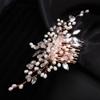 Teyglen Crystal Bridal Hair Comb Wedding Pearls Rhinestones Hair Pieces for Bride Bridal Gold Silver Side Hair Comb Rhinestone Headpieces Hair Accessories for Women Girls (Rose Gold) view 3