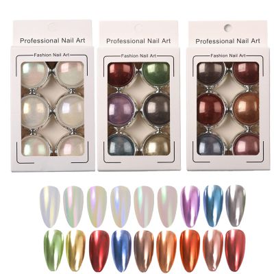 18 Colors Mix Colors Glitter Nail Sequins Powder - Metallic Mirror Effect Iridescent Nail Glitter Kit for Gel Polish Nail Art Decoration - 192