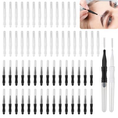 60 Pcs Micro Eyebrow Brush Kit - 2 Size Eyebrow Lamination & Spoolie Brushes for Eyelash Lift Extensions