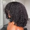 13x6 Lace Front Afro Kinky Curly HD Lace Front Wig Human Hair With Bangs For Women Brazilian Remy Hair Pre Plucked With Baby Hair 180% Density Glueless Natural Hairline Wig Bleached Knots 24Inch view 3