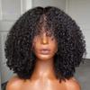 13x6 Lace Front Afro Kinky Curly HD Lace Front Wig Human Hair With Bangs For Women Brazilian Remy Hair Pre Plucked With Baby Hair 180% Density Glueless Natural Hairline Wig Bleached Knots 8Inch view 1