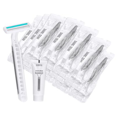 Disposable Razors in Bulk Pack of 120,Gray Bulk Razors Disposable Individually Wrapped Twin Blade Disposable Shaving Razors with Shaving Cream and Clear Cap Set for Homeless,Hotel,Charity,Travel