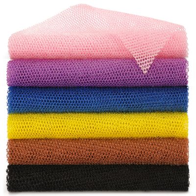 BHYTAKI 6 Pieces African Net Sponge African Exfoliating Net Long African Bath Sponge Washcloth Shower Net African Body Scrubber Net for Skin Smoother Daily Use(Pink,Yellow,Purple,Black,Blue,Brown)