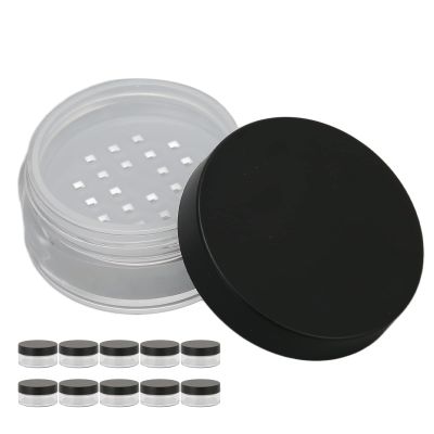 10pcs Plastic Empty Powder Case Face Powder Makeup Jar Travel Kit, Portable Loose Powder Jars, Reusable Plastic Cosmetic Sample Containers Empty Box DIY Case Circular, Wholesale Business