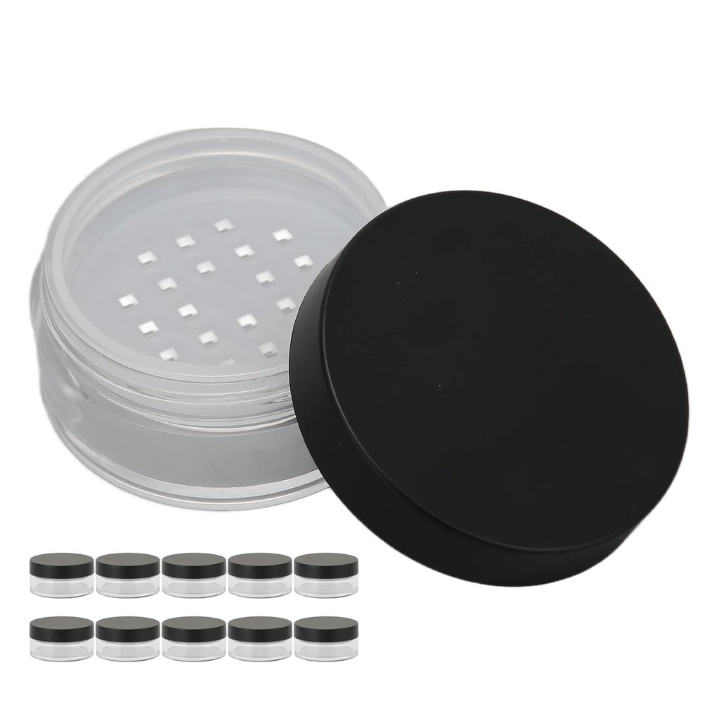 10pcs Plastic Empty Powder Case Face Powder Makeup Jar Travel Kit, Portable Loose Powder Jars, Reusable Plastic Cosmetic Sample Containers Empty Box DIY Case Circular, Wholesale Business