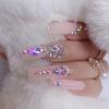 ZYBUXY 24pcs Luxury Lady Nude Press on Nails Super Long Coffin Rectangl Acrylic Salon Fake Nails Ballet Glossy for women and Girl False Nails view 1