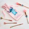 Disney Stitch Makeup Brush Set for Women Fluffy Makeup Headband Eyeshadow Brushes Travel Case Stitch Gifts (Pink) view 2