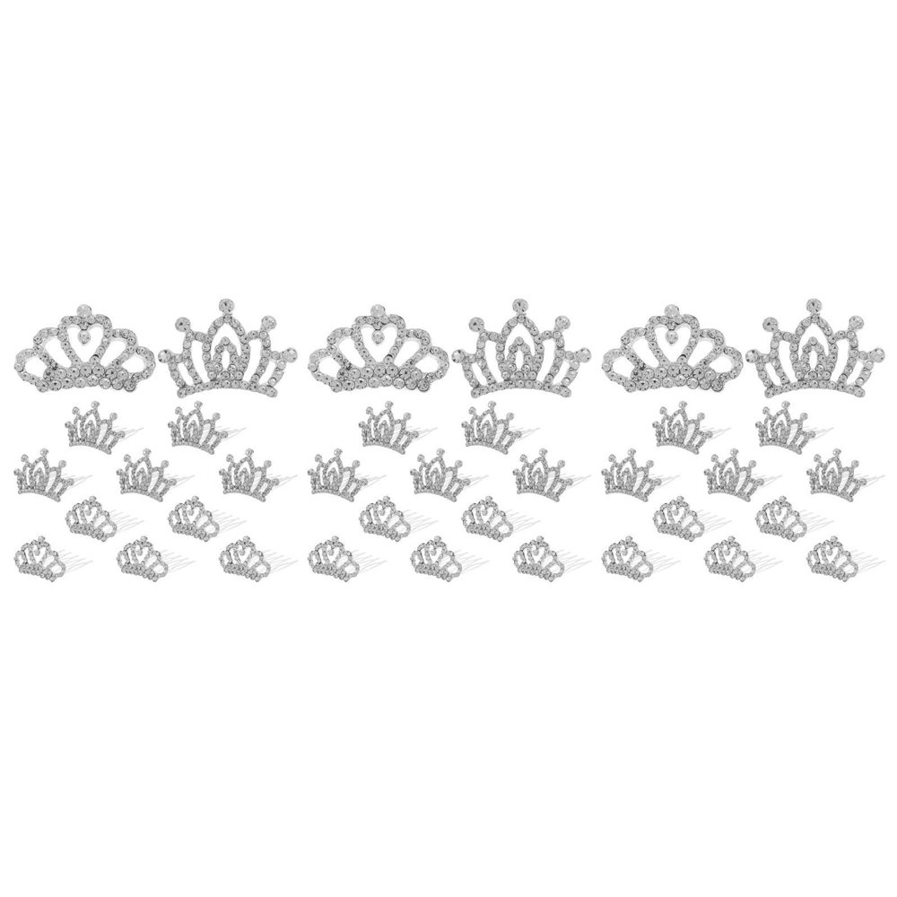 BIUDECO Hair Accessories Set: 36 Rhinestone Clips, Mini Tiaras, Crowns, Crystal Hairpins, Combs, Headbands, and Hair Hoops for Girls and Princesses