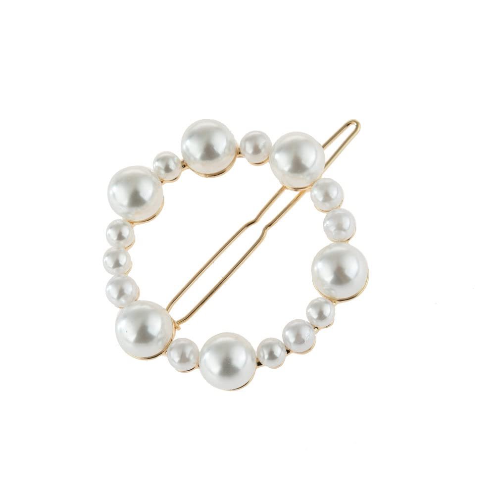 LIBERGA 4 Pack Fashion Irregular Pearl Hair Clips Round Barrettes Headdress Elegant Bangs Side Clips Hair Pins for Women,Gold
