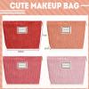 Sanwuta 4 Pack Velvet Makeup Bag Cosmetic Bag for Women Large Capacity Corduroy Pouch Zipper Canvas Travel Toiletry Purse Make up Organizer Case Accessories(Red Series,Plaid) view 2