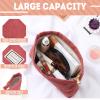 Sanwuta 4 Pack Velvet Makeup Bag Cosmetic Bag for Women Large Capacity Corduroy Pouch Zipper Canvas Travel Toiletry Purse Make up Organizer Case Accessories(Red Series,Plaid) view 3