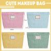 Sanwuta 4 Pack Velvet Makeup Bag Cosmetic Bag for Women Large Capacity Corduroy Pouch Zipper Canvas Travel Toiletry Purse Make up Organizer Case Accessories(Macaron Series,Plaid) view 2