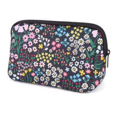 AJLTPA Cosmetic Bag Waterproof Neoprene Zipper Pouch Travel Portable Toiletry Makeup Bags Organizer Case for Women and Girls, Daisy