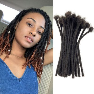 12 inch 30 Strands Loc Extensions Human Hair Can Be Dyed and Bleached Dreadlock Extensions for Men/Women 100% Full Handmade Permanen Real Human Hair (12Inch/30 locsNatural Black/0.8cm)
